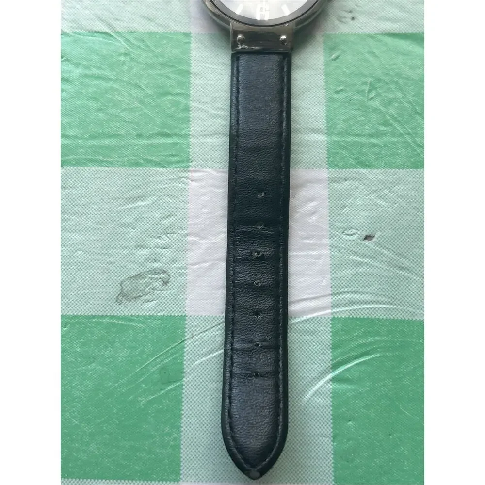 Silver Tone Black Dial Vegan Leather Women’s Quartz Watch